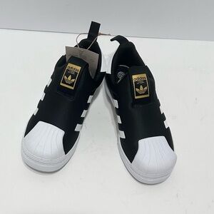 Adidas Kids Black and White Slip-On Sneakers